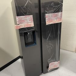 New Black Stainless Fridge Water Ice Side By Side  1 Year Warranty 