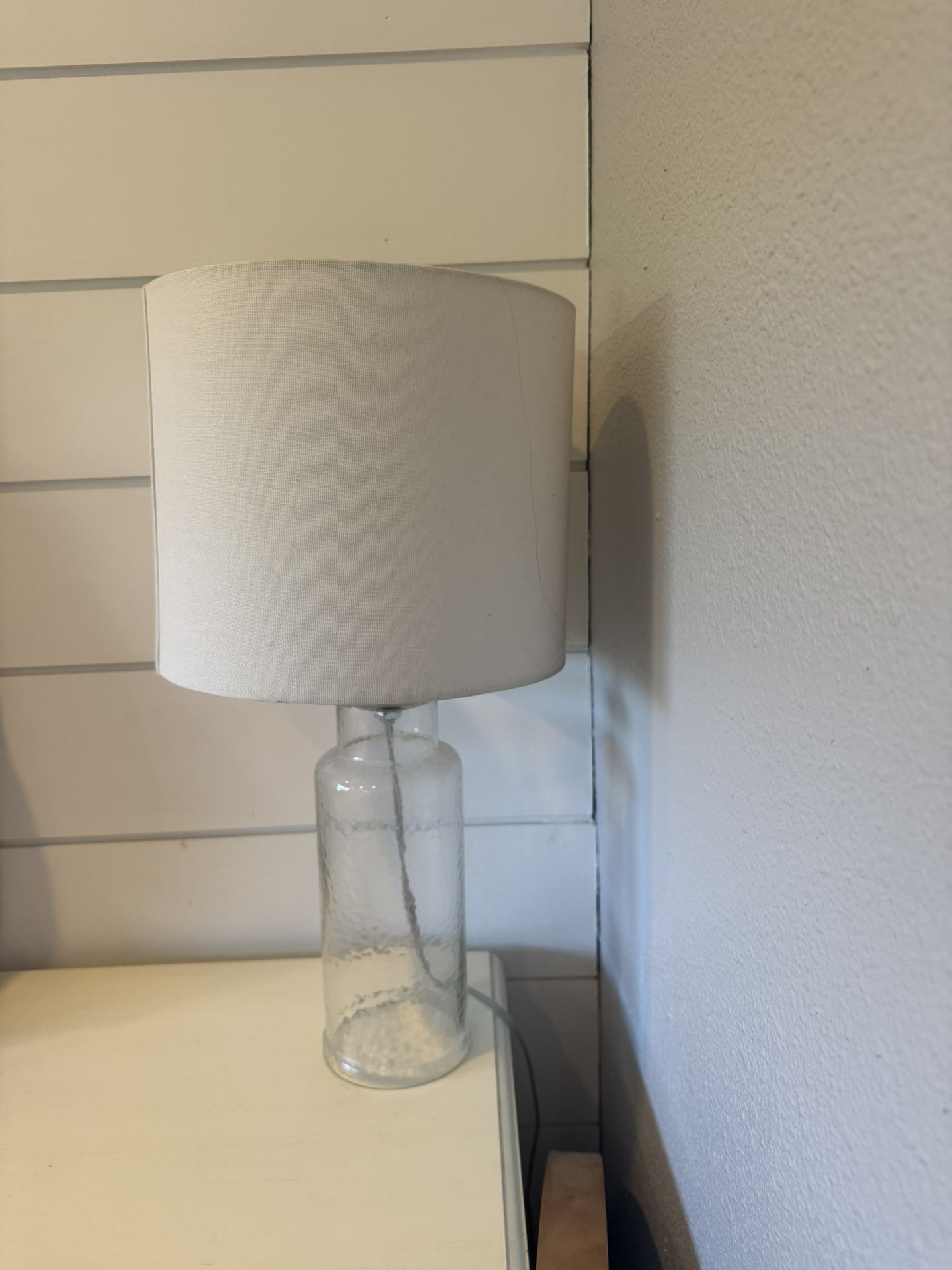 Glass Lamp (nightstand/side table Lamp) W/ White shade
