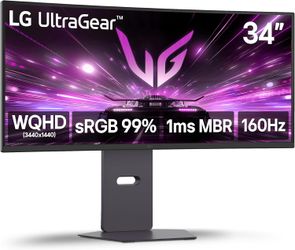 LG UltraGear 34" 1440p HDR 160Hz Curved Ultrawide Gaming Monitor 34G600A-B 2832W