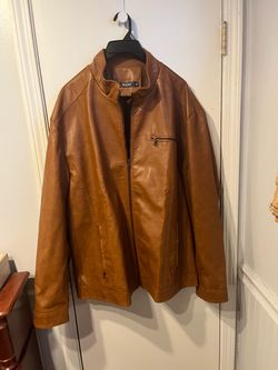WULFUL Brown Faux Leather Moto Jacket