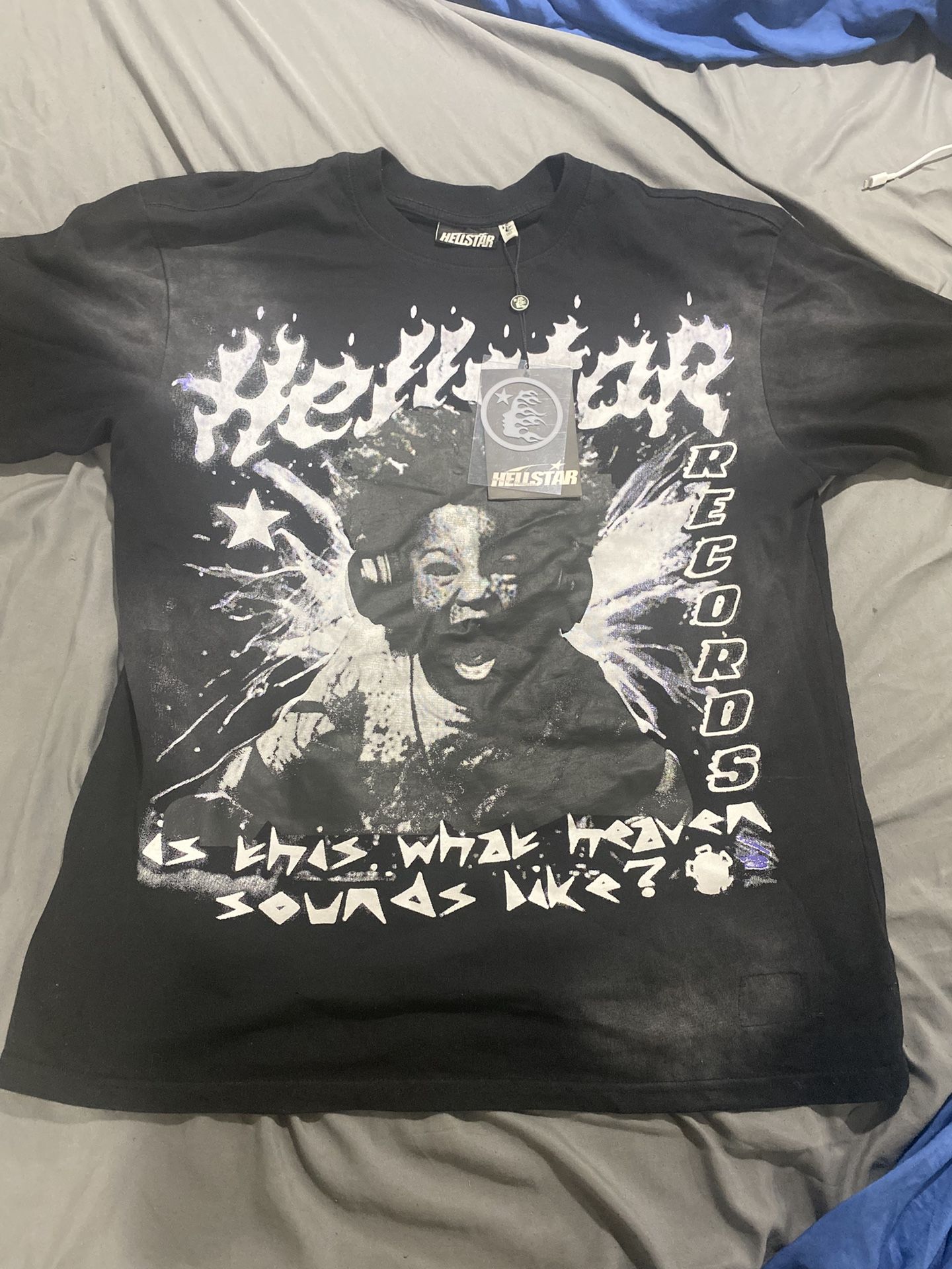 Hellstar Records “Is this what heaven sounds like?” Black T-Shirt - Medium