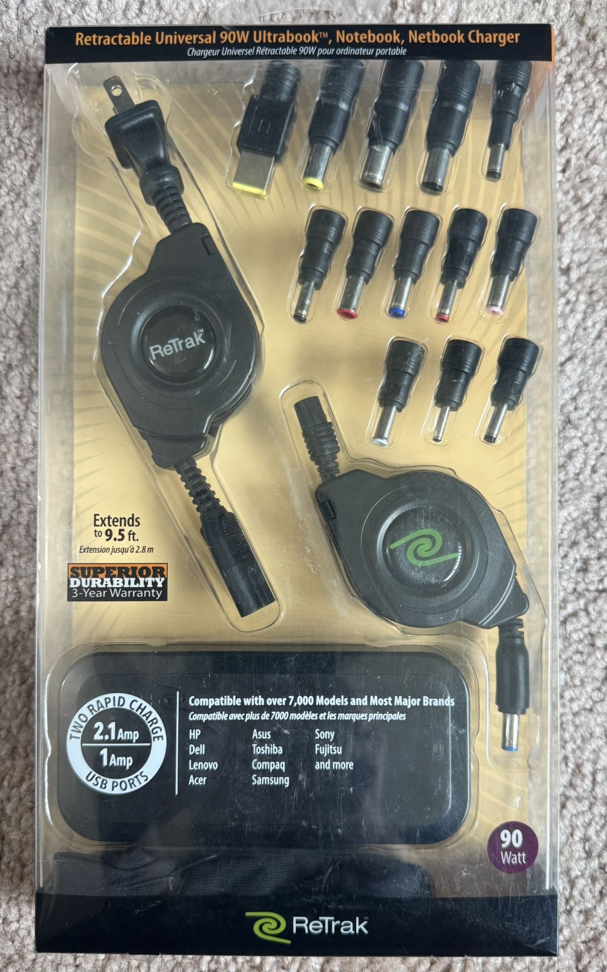 Retractable Universal 90W Laptop Charger -Retrack