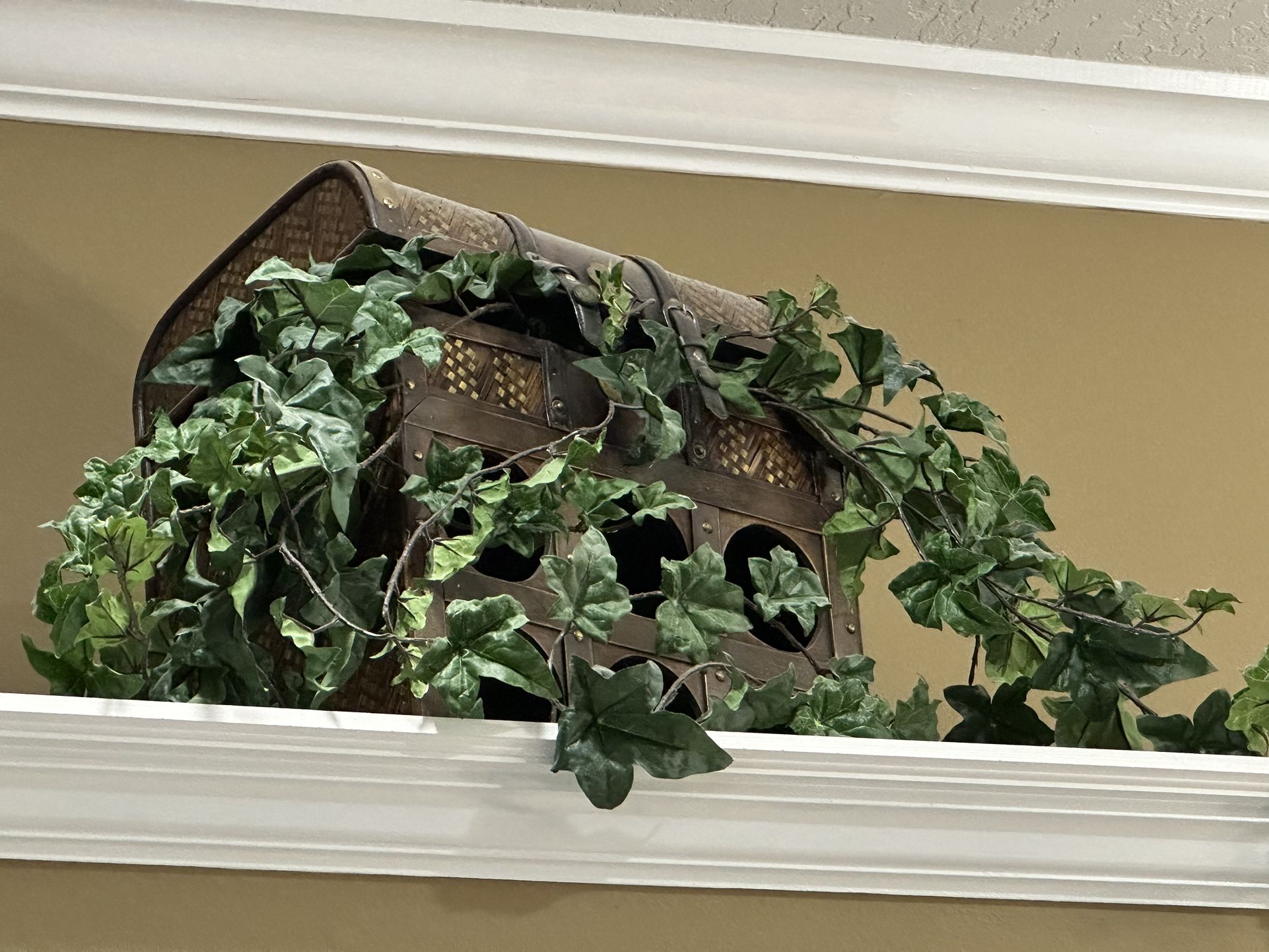 Rattan Wine Chest With Silk Plant