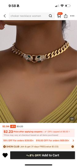 Double Snake Head Gold Statement Necklace