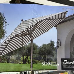 New Sunvilla 11ft Sunbrella Market Umbrella Black White Stripe