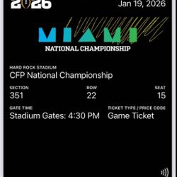 Two NCAA FOOTBALL CHAMPIONSHIP GAME TICKETS With Parking Pass 