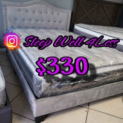 NEW QUEEN BED‼️PILLOWTOP MATTRESS INCLUDED‼️IN STOCK