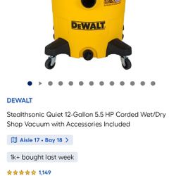 Dewalt 12gal Quite Shop Vac