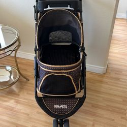 Gen7Pets Promenade 4 Wheeled 35"L Dog Stroller for Pets Up To 50 lb, Gold Nugget