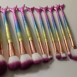 10 Pcs Mermaid Makeup Brush Set 