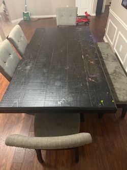 Rectangle dining table with bench