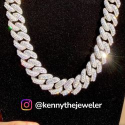 Moissanite Cuban Link Chain VVS 💎 925 Silver Heavy Iced