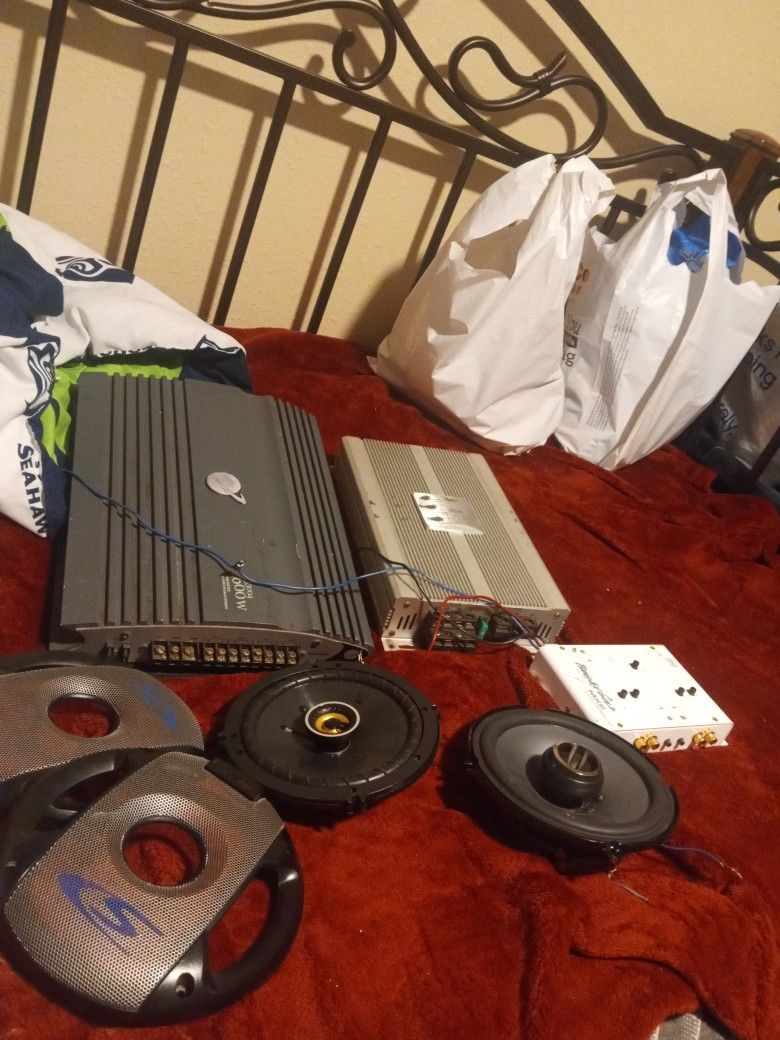 2 Car Amplifiers, 1 Crossover, Couple Door Speakers, All Work Great 150 Cash