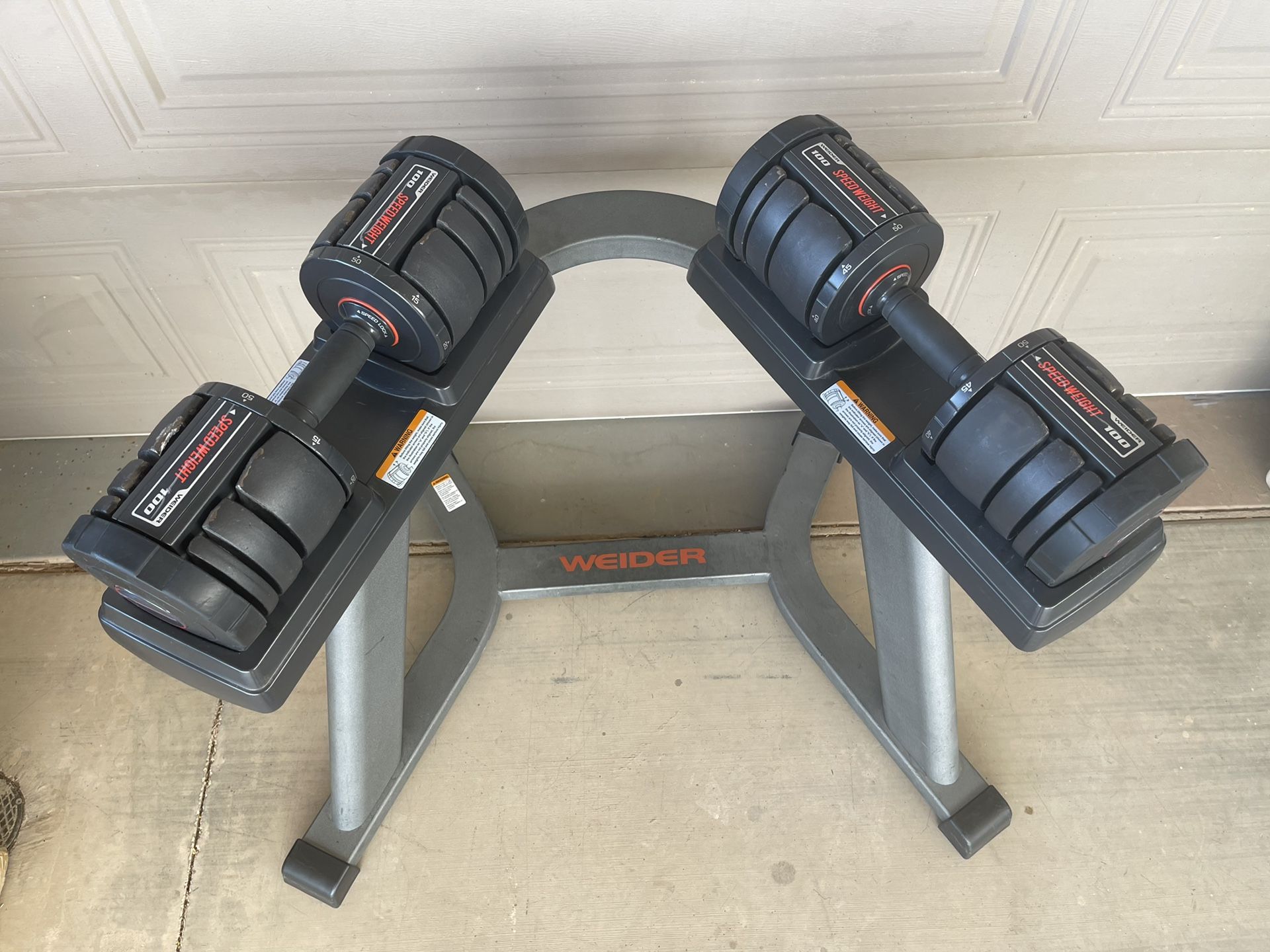 Weider Speed Weight 100 Adjust Dumbbells With Stand