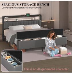 New in the box king size platform bed frame with storage