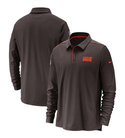 Men's Nike Brown Cleveland Browns Sideline Performance Team Issue UV Long Sleeve Polo 