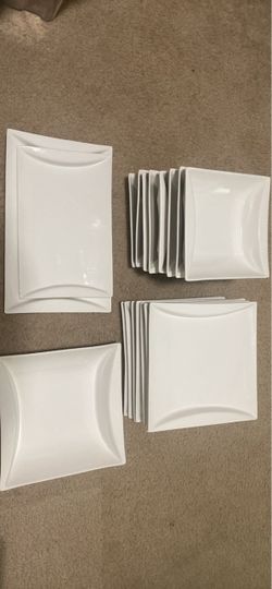 White Ceramic Square Dinnerware Set Cordon Bleu - 18Pieces