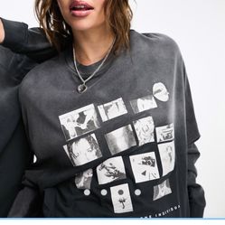 Collusion Grey and black oversized crewneck sweatshirt