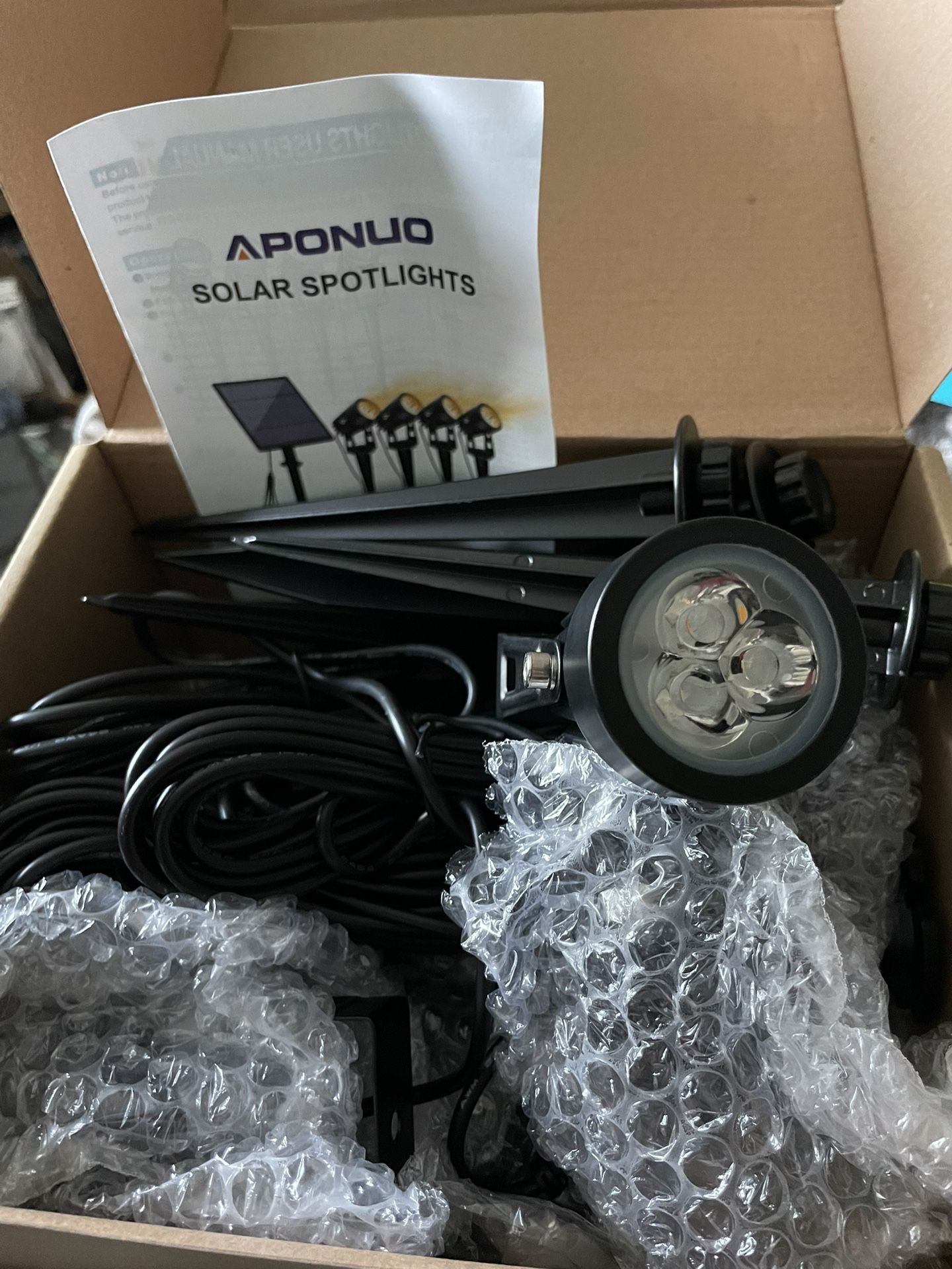 New Aponuo LED Solar Spotlights 2W LED 4 Pack