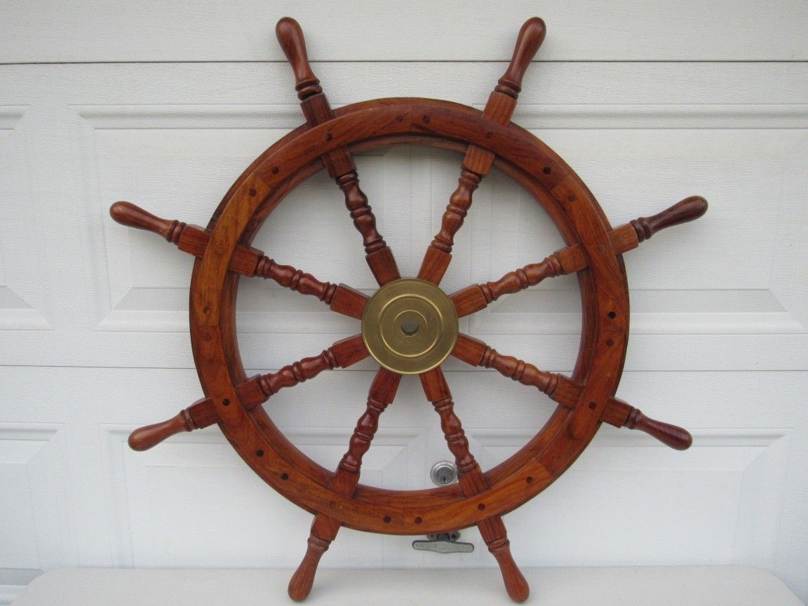 Nautical Captain's Replica Wooden Ships Wheel Wall Decor 36" Diameter