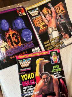 Vintage WWF World Wrestling Federation Wrestle mania magazine bundle of 3