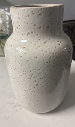 Beautiful Cream Speckled Decorative Ceramic Vase – $15