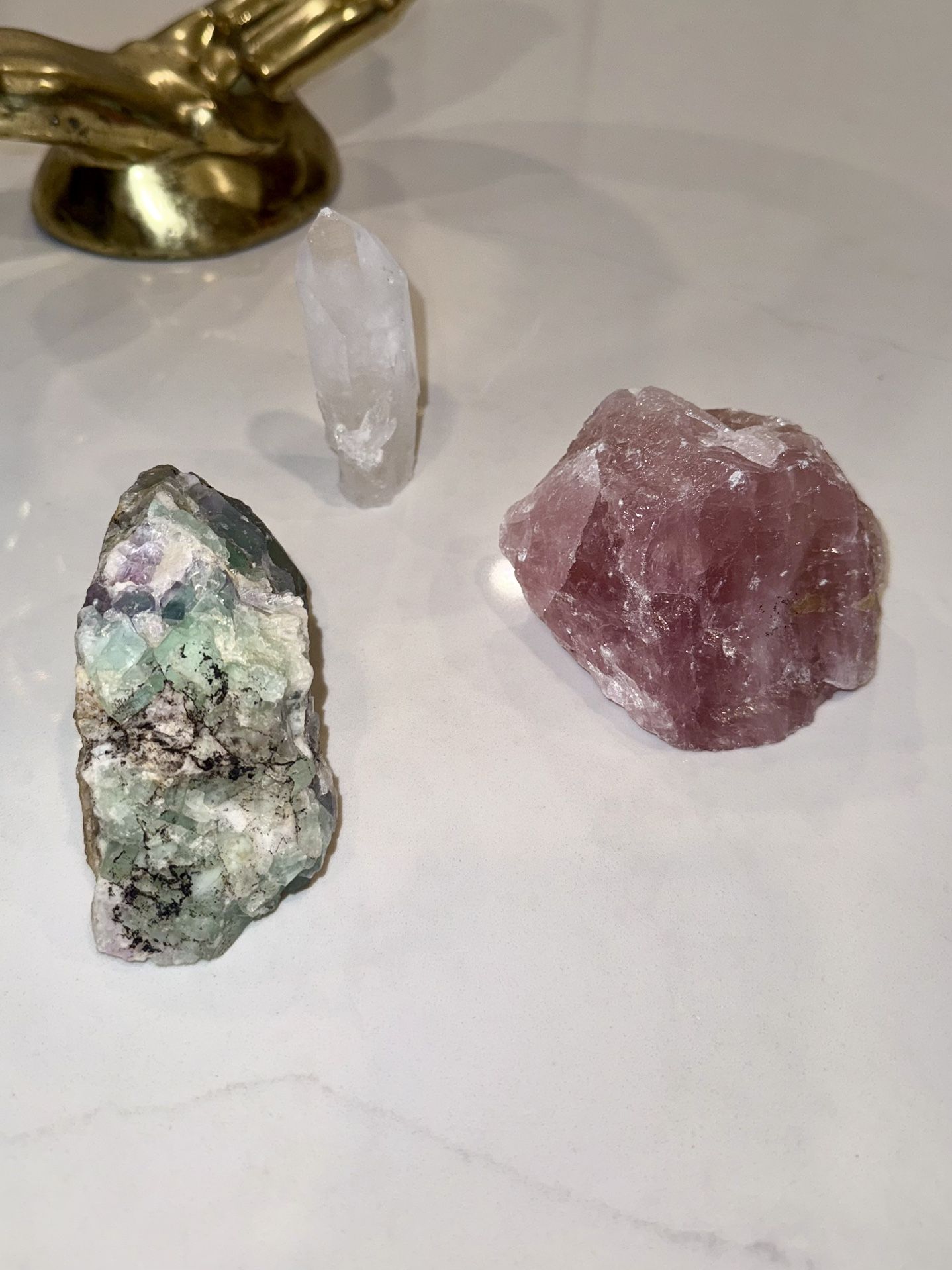 Crystal Healing Set – Fluorite, Quartz, Rose Quartz – Natural Raw Stones — Priced To Sell OBO