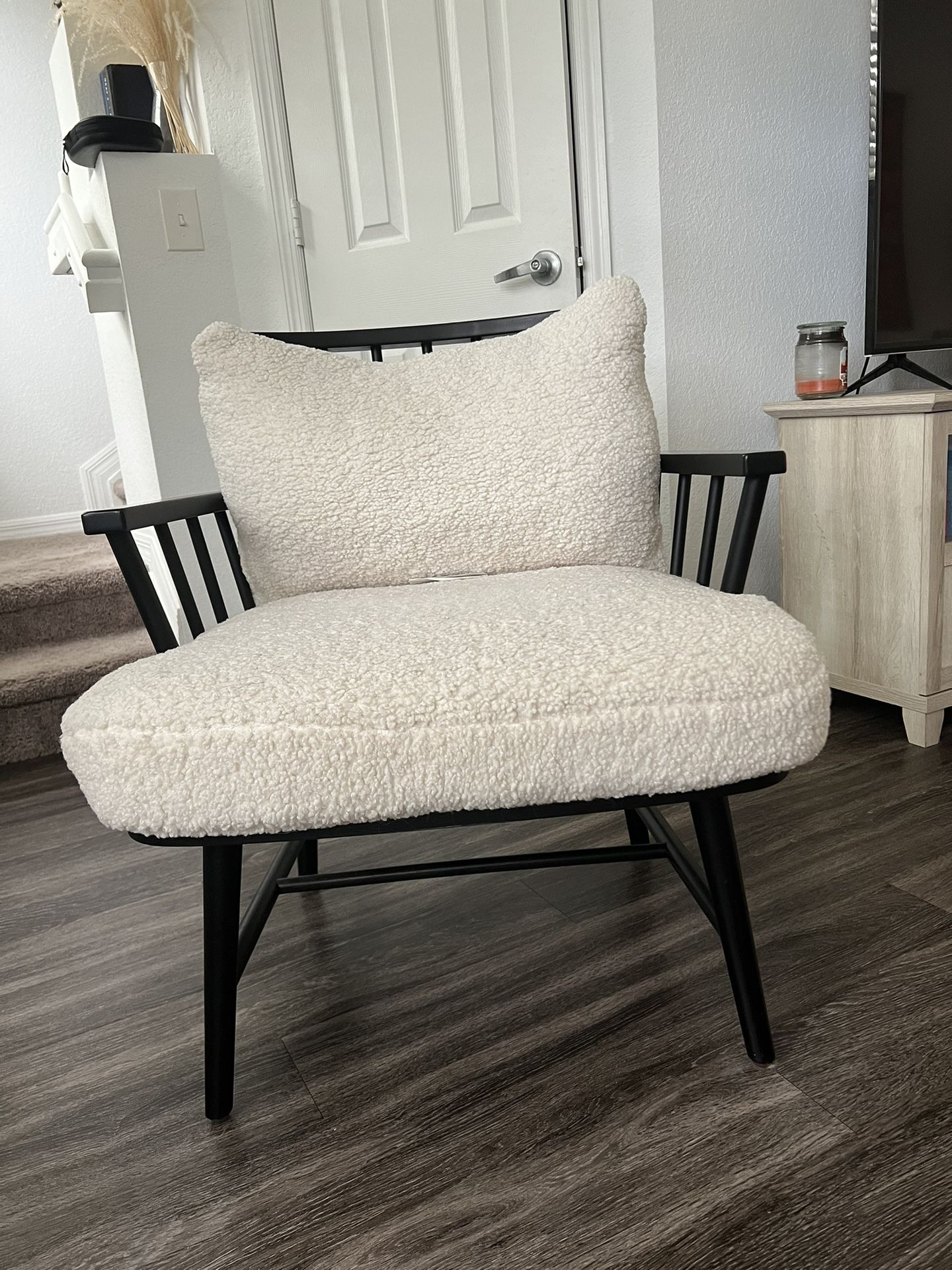 Wooden Accent Chair With Plush Seating