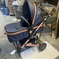 2 in 1 Baby Stroller, Convertible Bassinet Pushchair for Infants and Newborns 0-36 Months