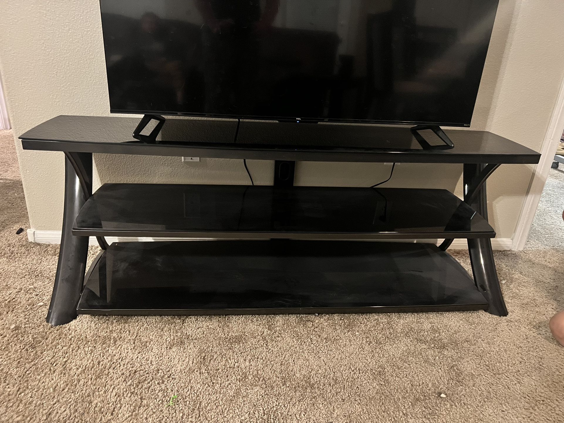 Upcycled Sleek Black Glass 6ft TV Stand