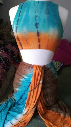 Cute tye dye inspired top and long skirt