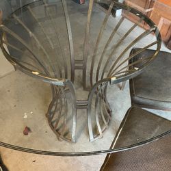 Wrought Iron Table Base And Two Chairs