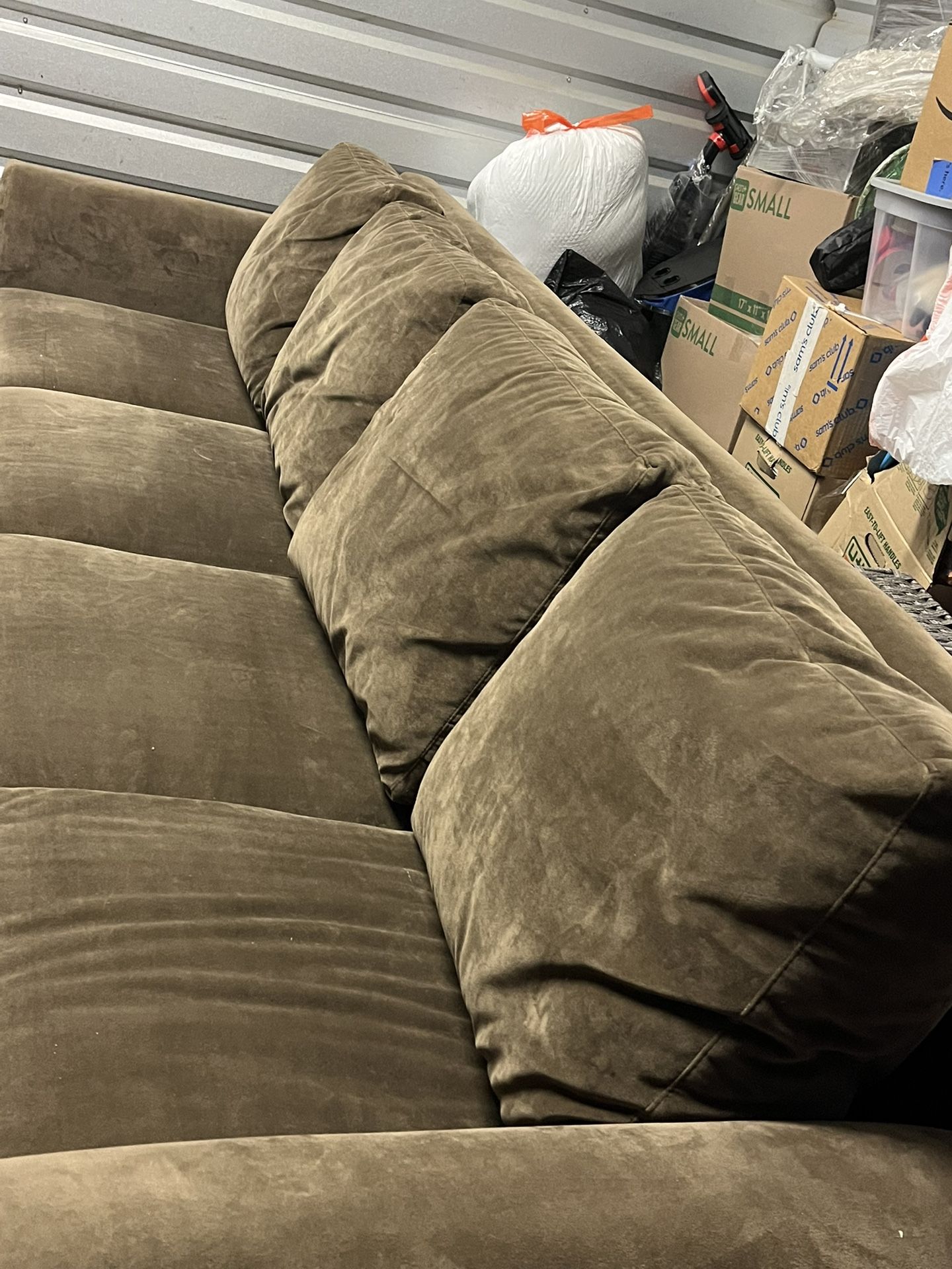 Super Soft Brown couch With Storage Ottoman