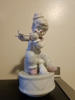 vintage porcelain clown music box,