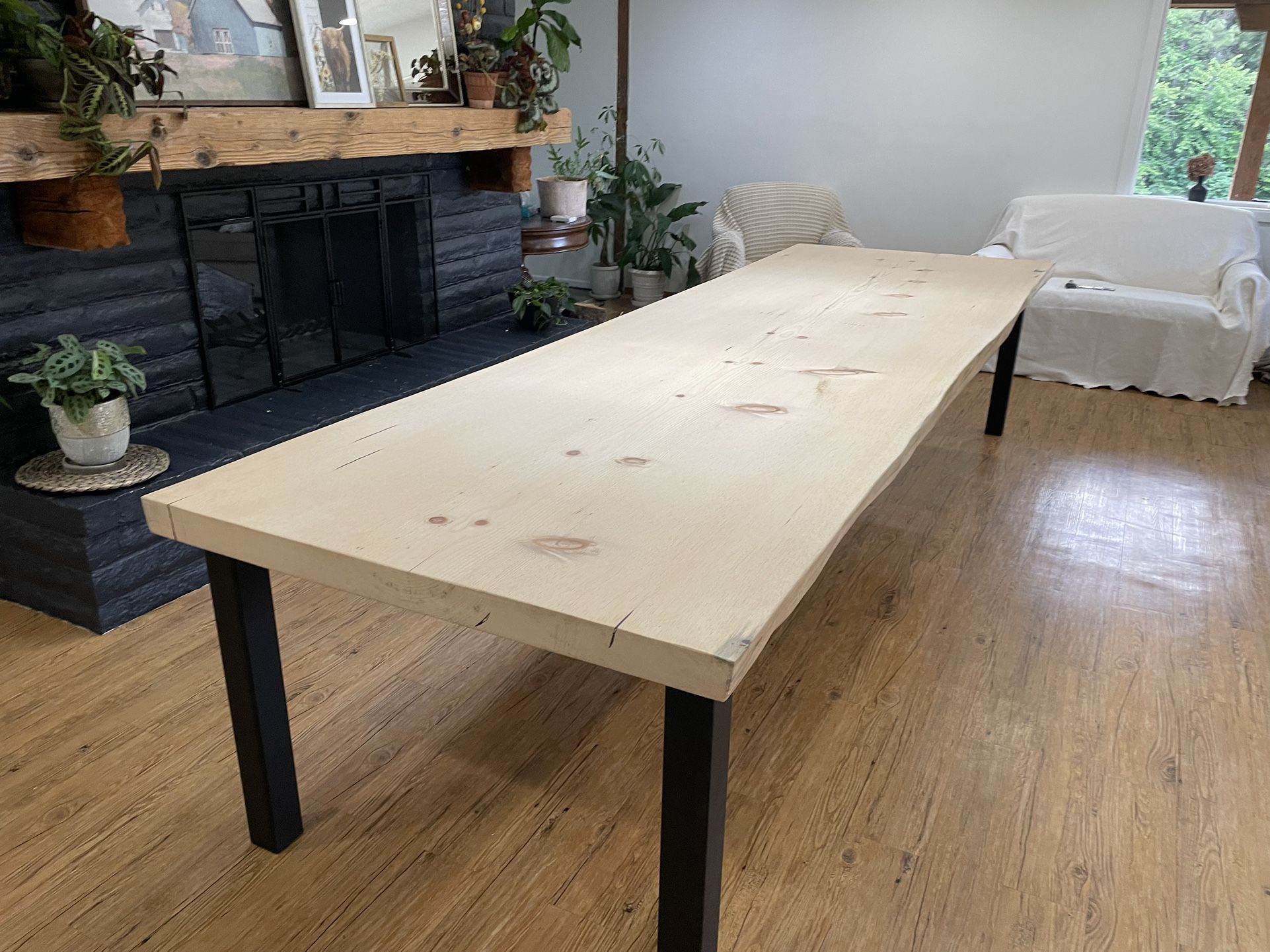 Gigantic 12 Ft Long Sugar Pine Live Edge Dining Table