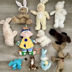 Lot Of Stuffed Animals Baby Bunny Teddy Bear Playskool Dapper Dan Activity Doll Motor Skills