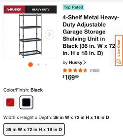 Husky 4 shelf heavy duty garage shelving