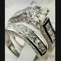 ❤Womens Wedding Engagement Ring Set Princess White Cz 925 Sterling Silver Sz 5-10❤