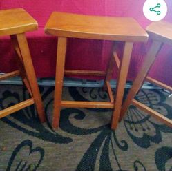 Solid Wood Bar Stools Set of 3