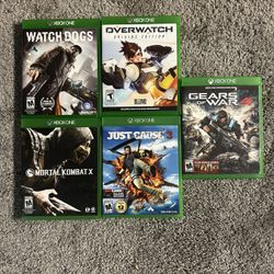 5 Xbox One Games Bundle – Watch Dogs, Overwatch, Gears 4, Mortal Kombat X, Just Cause 3
