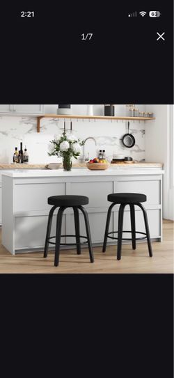 Black Round Bar Stools Set of 2