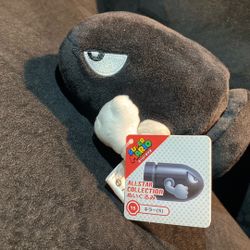 San-Ei rare super Mario bullet bill plushy AllStar collection small 6” Charming plush from the Super Mario Allstar Collection. Features a black and w