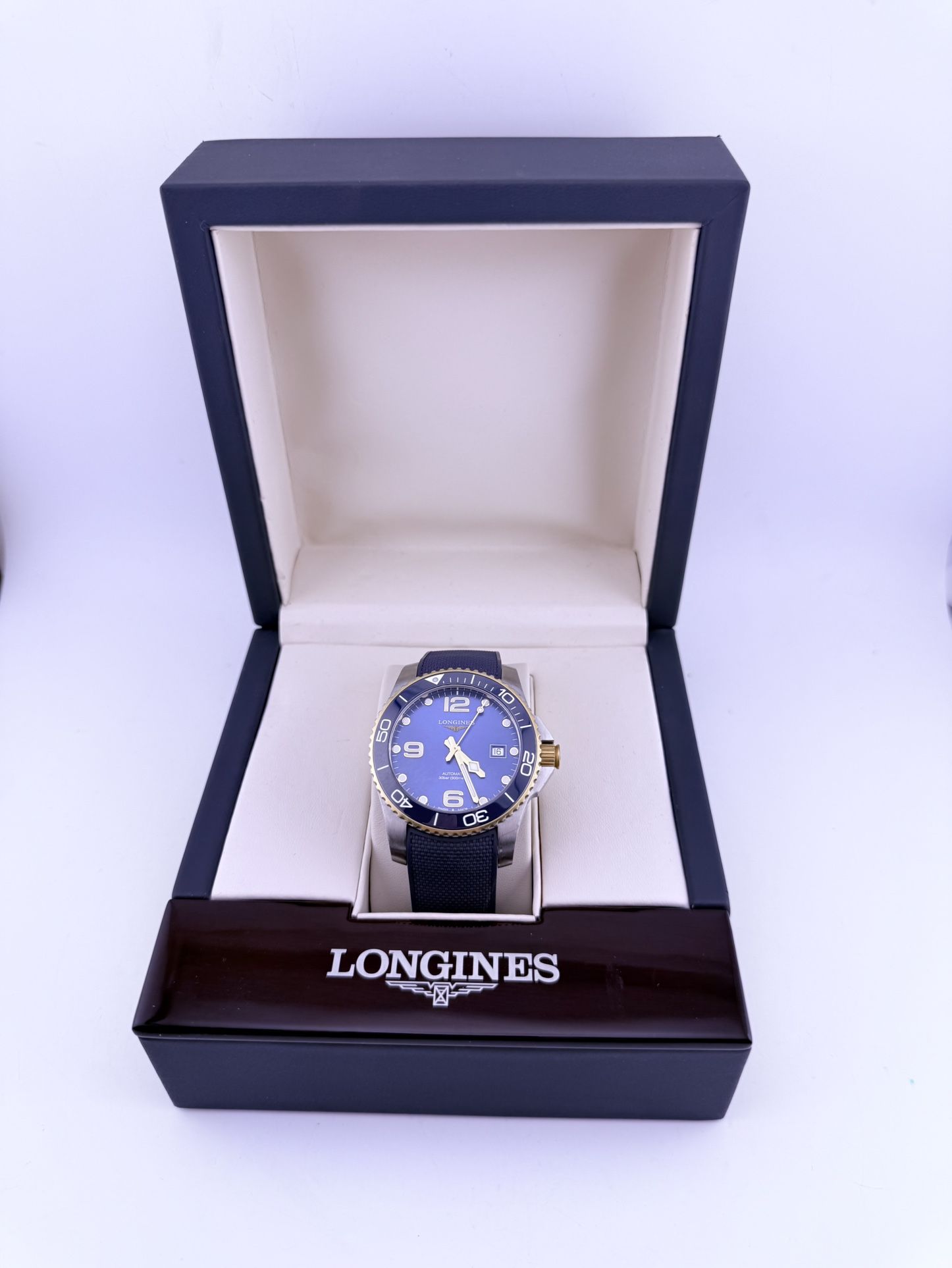 Longines Hydroconquest Auto 43mm SS Blue Yellow Gold Men's Watch L3.782.3