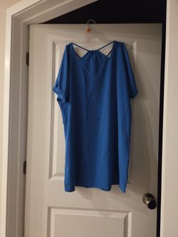 Blue Cold-Shoulder Mini Dress