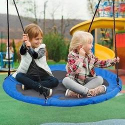 New 48" Saucer Swing 360° Rotate Adjustable Hanging Ropes Outdoor Web Swing Tree Swing for Kids, Tee