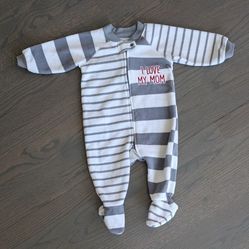 The Children's Place Baby Bodysuit Fleece Footed Zip-up, I Love Mommy 3-6 Months