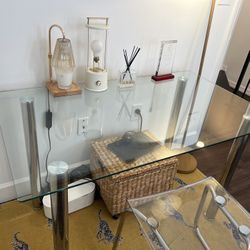 Glass desk and chair