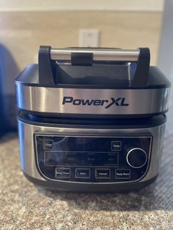 PowerXL Grill Air Fryer Combo 6 QT 12-in-1 Indoor Slow Cooker, Roast, Bake,  1550-Watts, Stainless Steel Finish (Standard)