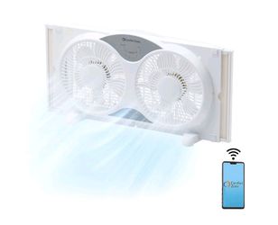 Comfort Zone Window Fan for Bedroom, 9 inch 3 Speed Dual Fans with Auto-Locking Expanders, 3 Modes (Cool, Circulate, Exhaust), Remote Control, Fabric 