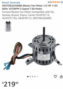 5KCP39LGV569BS Blower Fan Motor 1/2 HP 115V 60Hz 1075RPM 3-Speed 7.9A Motor Furnace Blower Fan Motor Compatible with GE, Genteq, Bryant, Payne, Carrie